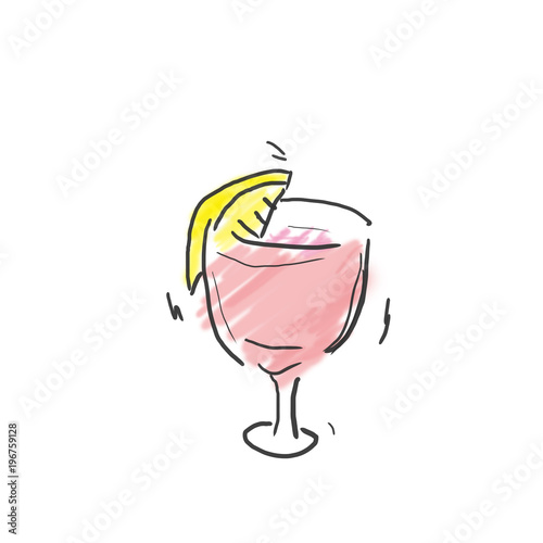 ピンクグレープフルーツジュース アルコール ジュース 飲み物のゆるいオシャレイラスト Stock Illustration Adobe Stock