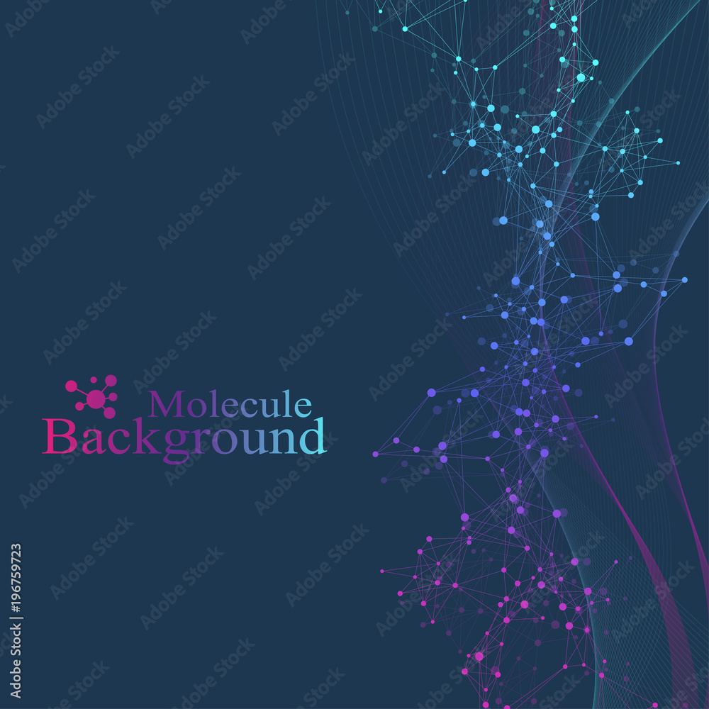 Fototapeta premium Structure molecule and communication. Dna, atom, neurons. Scientific molecule background for medicine, science, technology, chemistry. Vector illustration