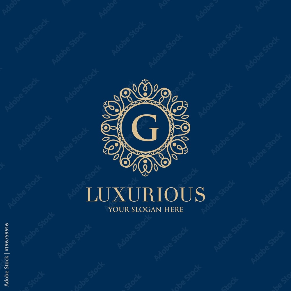 Fototapeta premium Luxury Logo template in vector for Restaurant, Royalty, Boutique, Cafe, Hotel, Heraldic, Jewelry, Fashion and other vector illustration