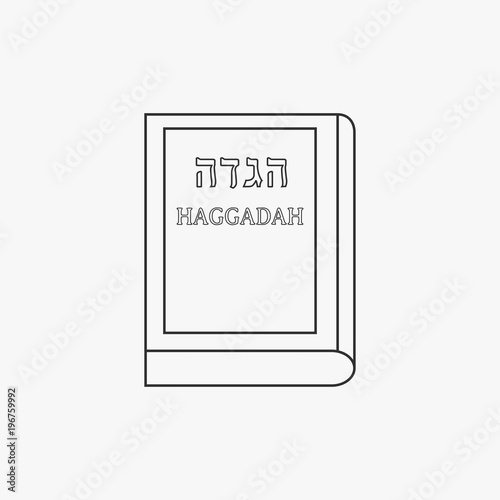 Passover holiday haggadah book flat black outline design icon