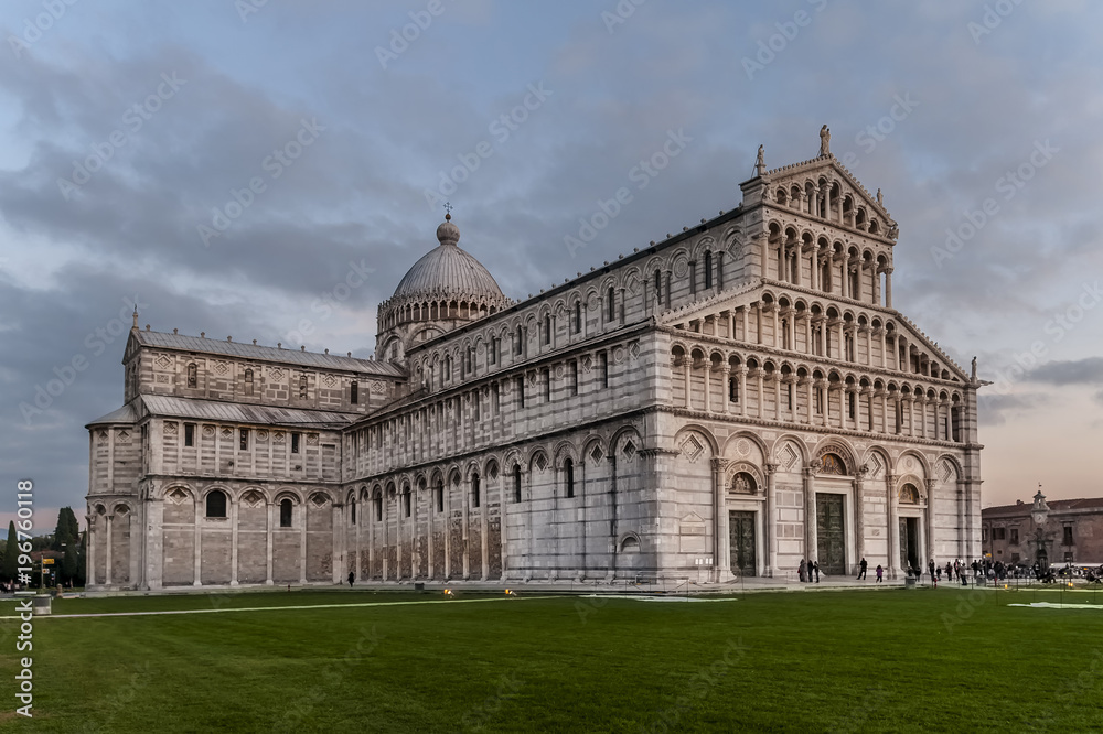 The cathedral of Pisa at sunset, Piazza dei Miracoli, Tuscany, Italy