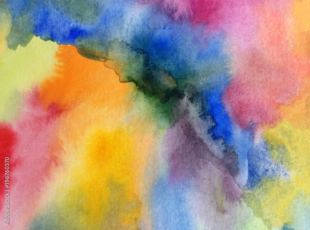 watercolor art abstract  background  bright  wash blurred textured  decoration  handmade beautiful colorful  stains dye fantasy rainbow shine sky clouds air day creative 