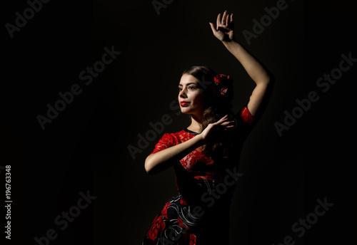 flamenco dancer on a dark background. free space for your text