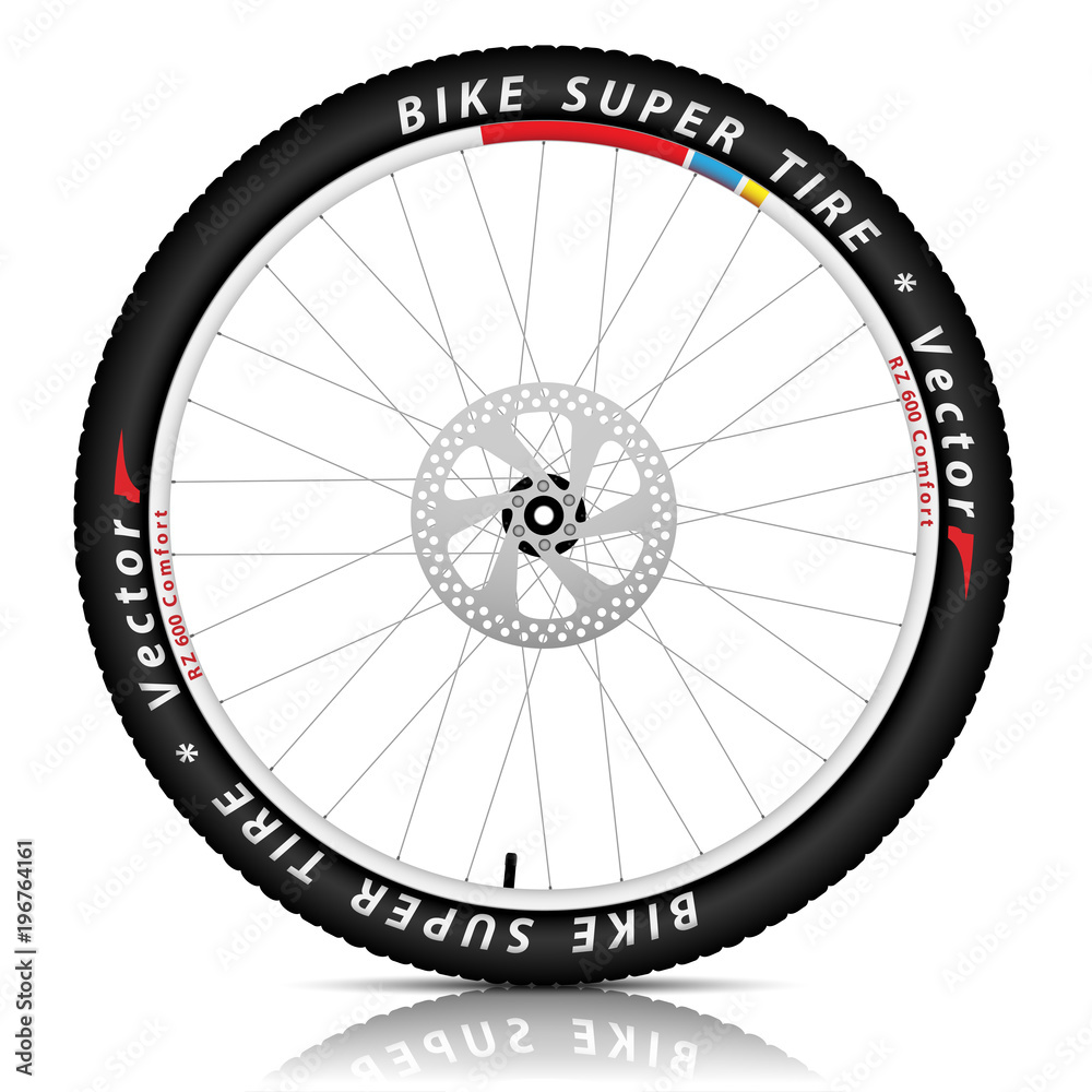 Illustration Bicycle wheel with a best sports tire on white background. Bike tire icon.
