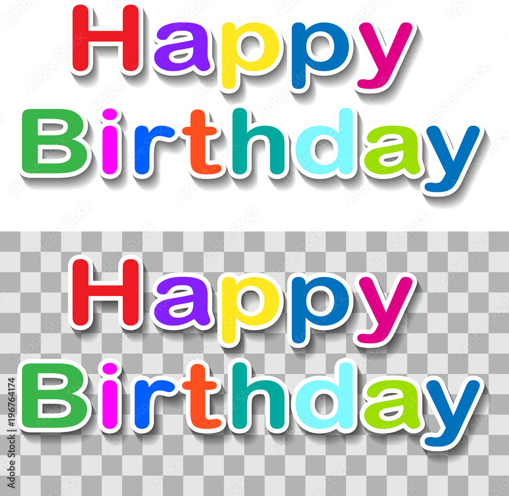 Greeting card with a happy birthday with confetti on transparent background.