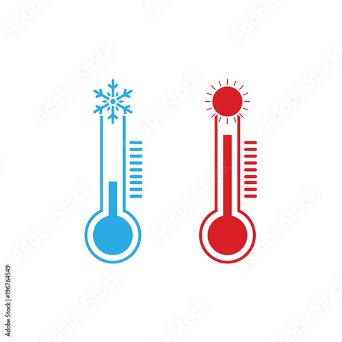 Thermometer icon, vector illustration. Cold, Hot weather. Flat design.