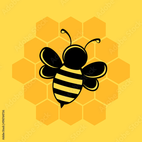 Bee on yellow background