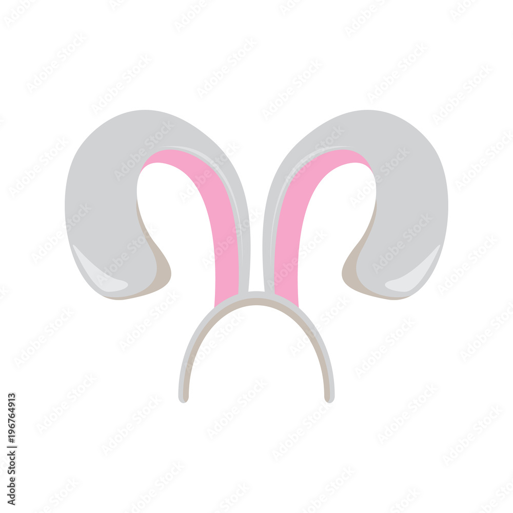 white easter bunny funky mask with rabbit ears isolated on white background. vector Kids easter party mask white easter bunny funky mask with rabbit ears isolated on white background. vector Kids easter party mask
