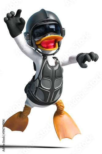 duck pilot cartton on white background photo