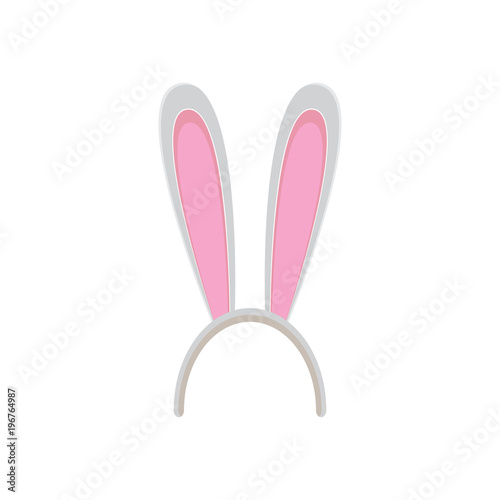 white easter bunny funky mask with rabbit ears isolated on white background. vector Kids easter party mask