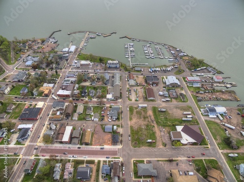 Bayfield Wisconsin and Lake Superior Aerial View during Summer photo