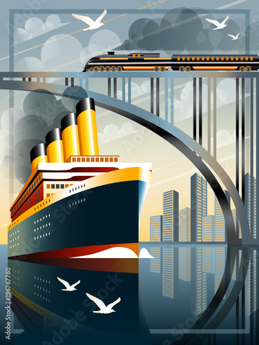 Passenger liner in ocean