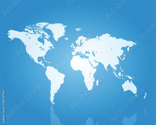 World map icy blue perspective