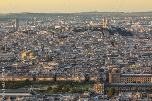 Sacre coeur in Paris at golden sunset