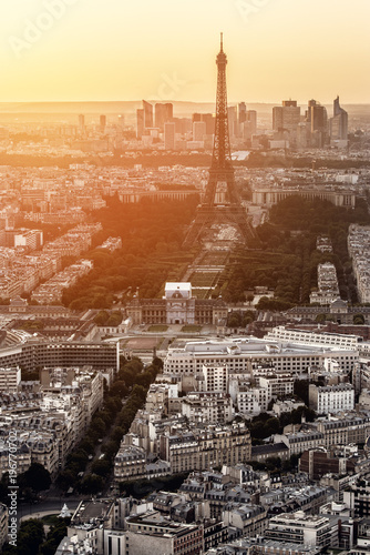 Eiffel tower in paris at golden sunset