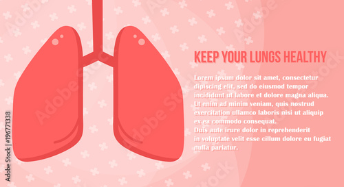 Pink medical illustration, background, template with couple of good healthy lungs.