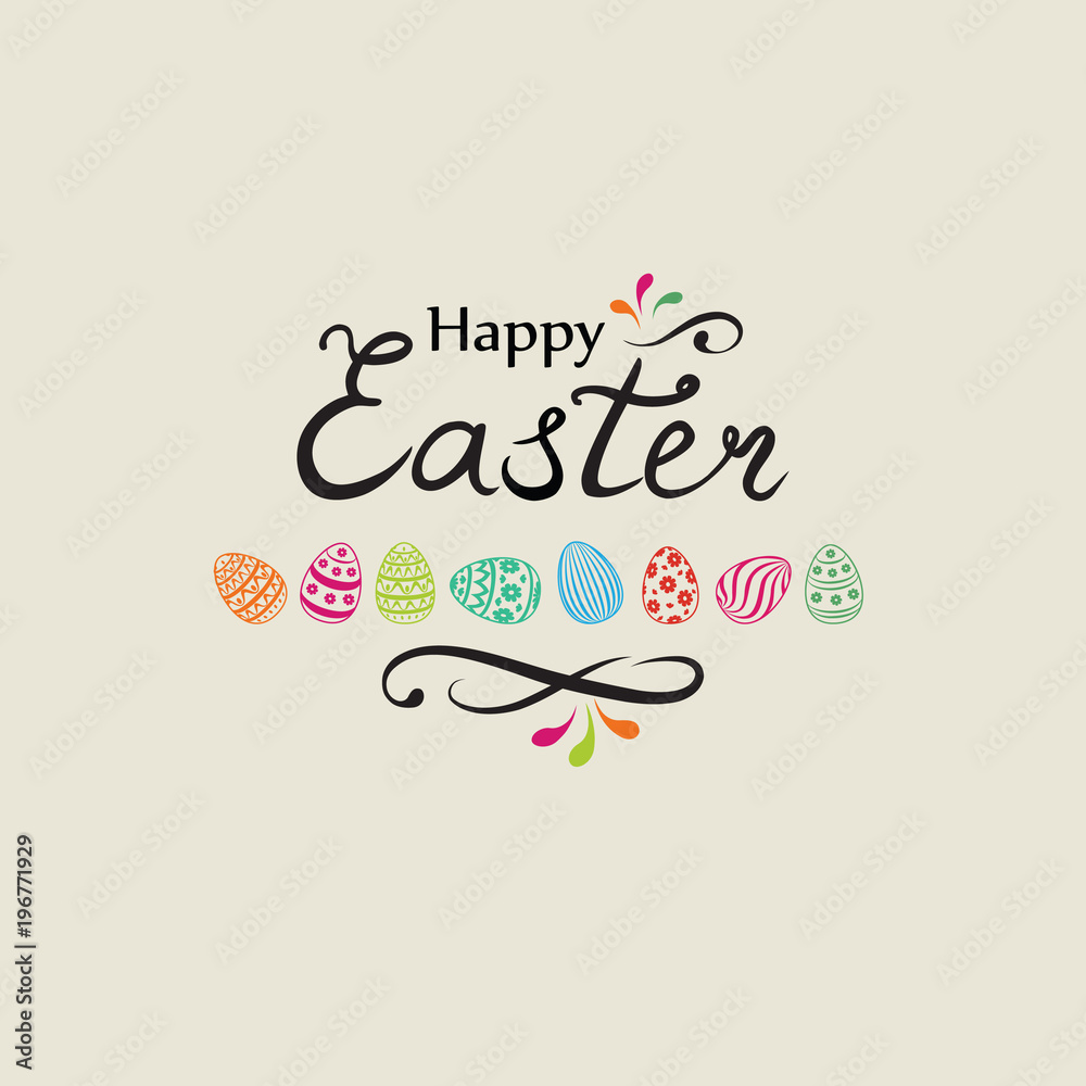 Happy Easter greeting card. Holiday decorative bakground with Ea