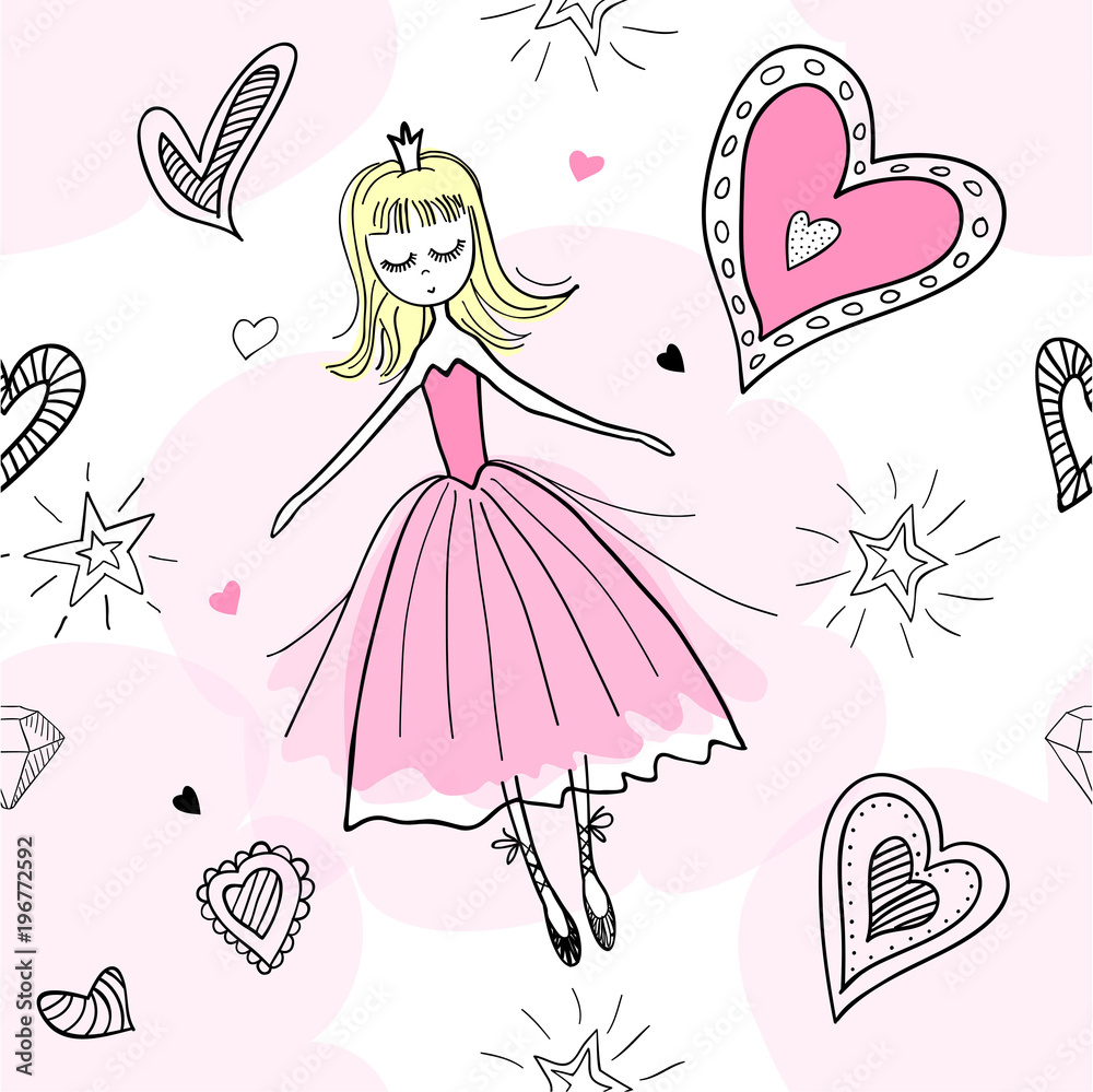 Princess seamless pattern. Princess seamless pattern.
