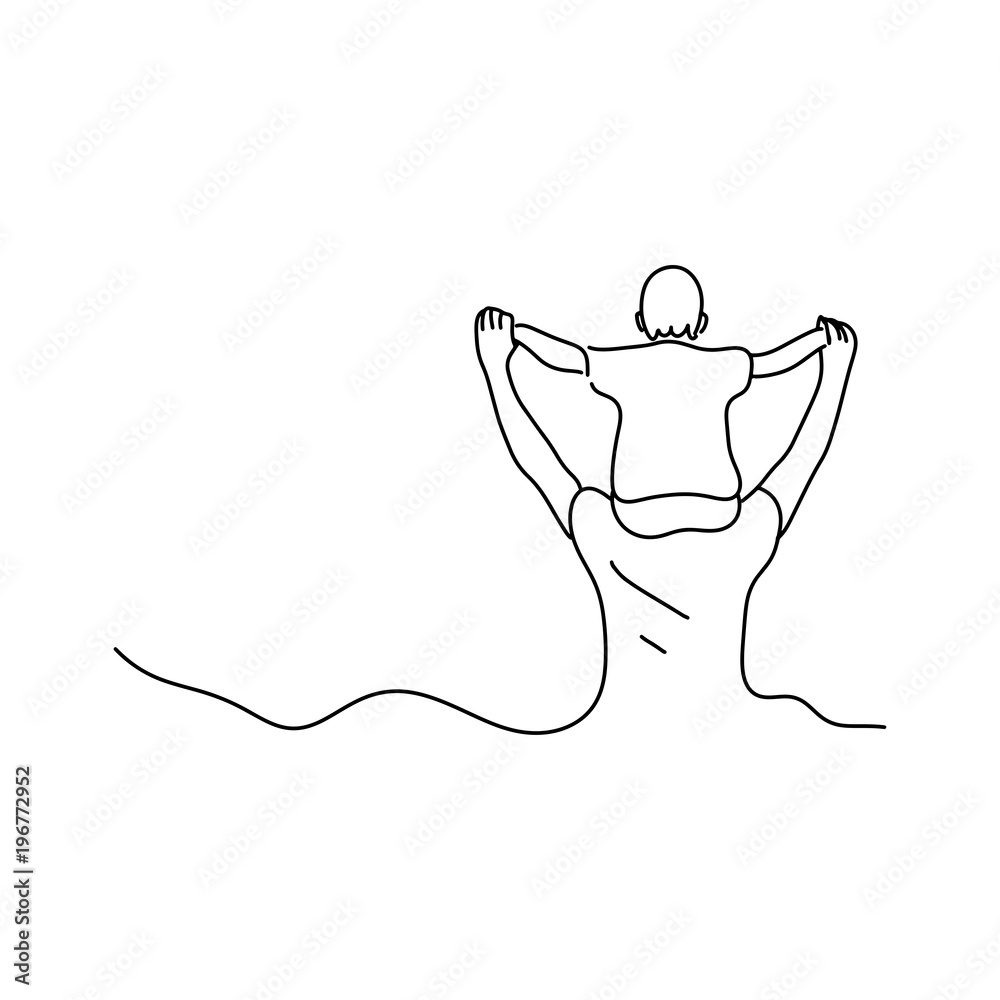 Single one-line drawing of a father and son. Father's Day concept.  Continuous line draw design graphic vector illustration. 23857386 Vector  Art at Vecteezy
