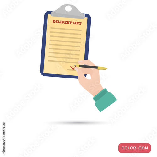 The recipient subscribes to the delivery list color flat icon