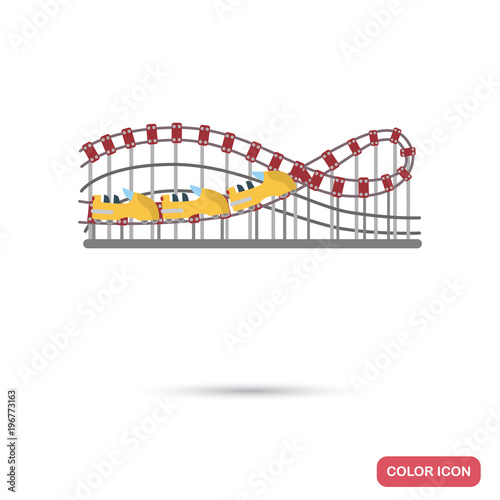 Fototapeta Naklejka Na Ścianę i Meble -  Roller Coaster Attraction color flat icon