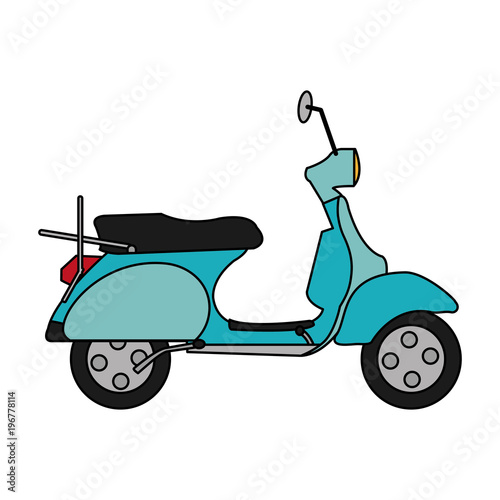 motocycle transportation travel with mirror and wheels