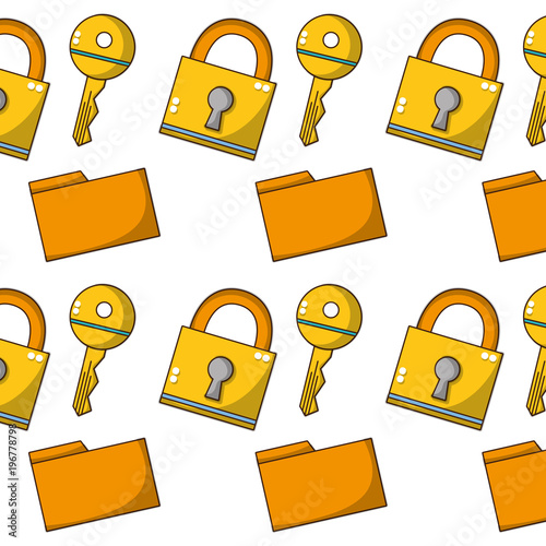 close padlock security and file folder background
