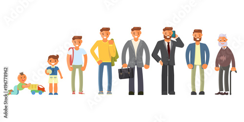 Man character in different ages