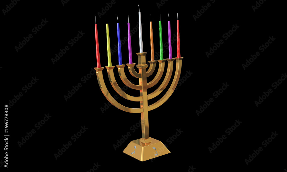 Hanuka menorah and candles isolated on white Hanuka menorah and candles isolated on white