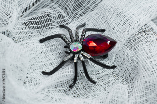 Vászonkép Brilliant jewelry in the form of elegant metal spiders