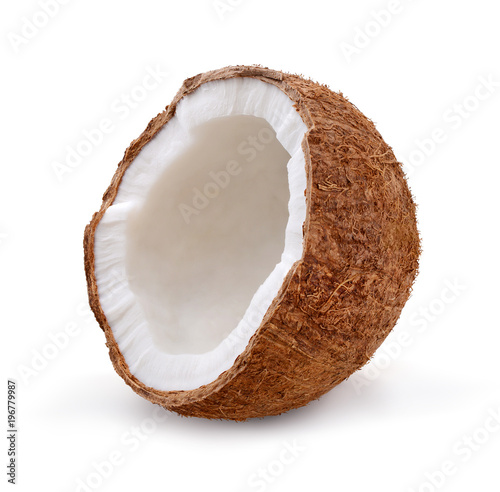 Coconut isolated on white background. Half