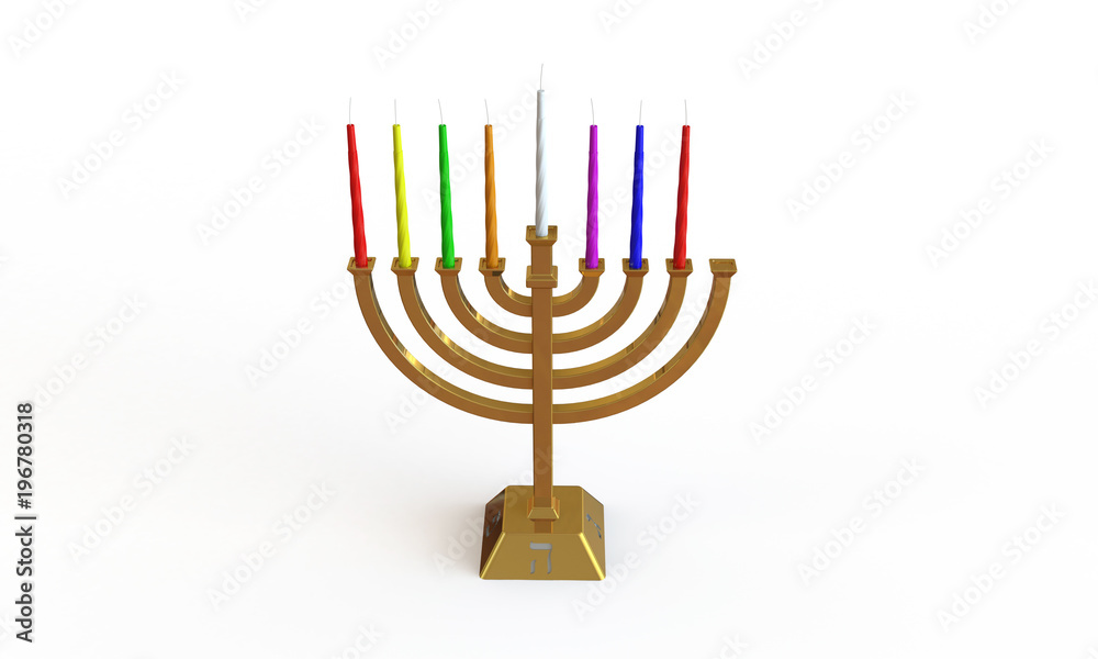 Hanuka menorah and candles isolated on white Hanuka menorah and candles isolated on white