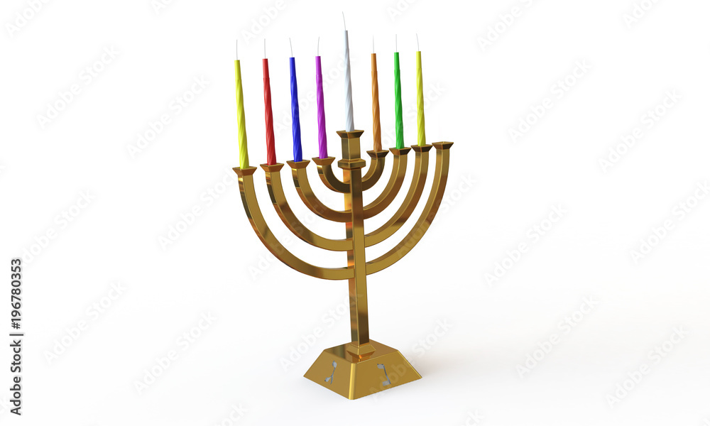 Hanuka menorah and candles isolated on white Hanuka menorah and candles isolated on white