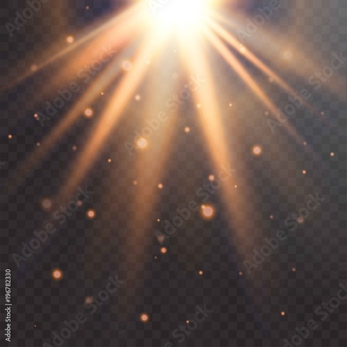Realistic Sun flare. starburst vector, transparent white light