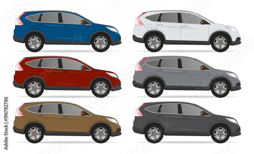 Set of different color car, realistic car models 