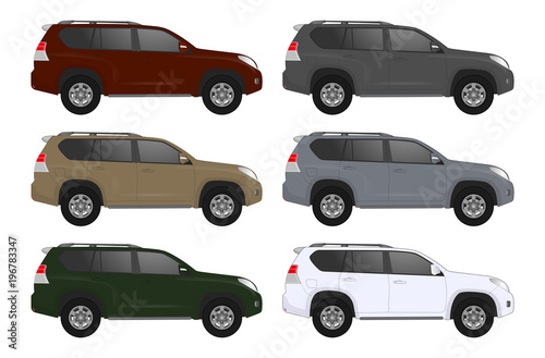 Set of different color car, realistic car models 