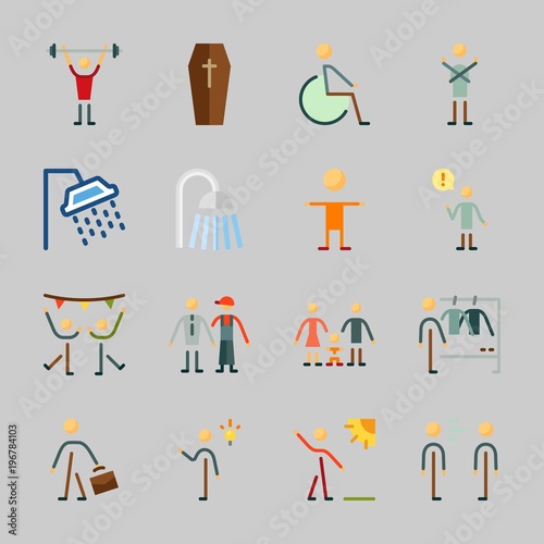 Icons about Human with kid, invention, child, sportsman, dancing and family