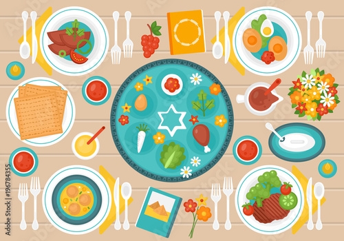 Passover seder dinner table