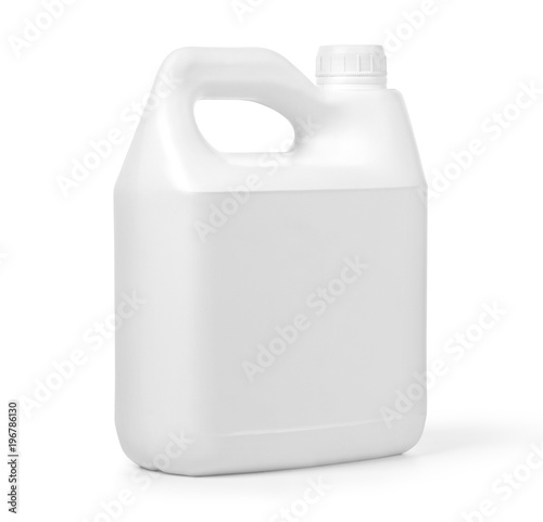 Plastic canister on white
