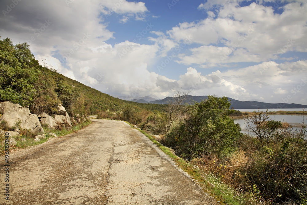 Road along Lake Skadar. Montenegro