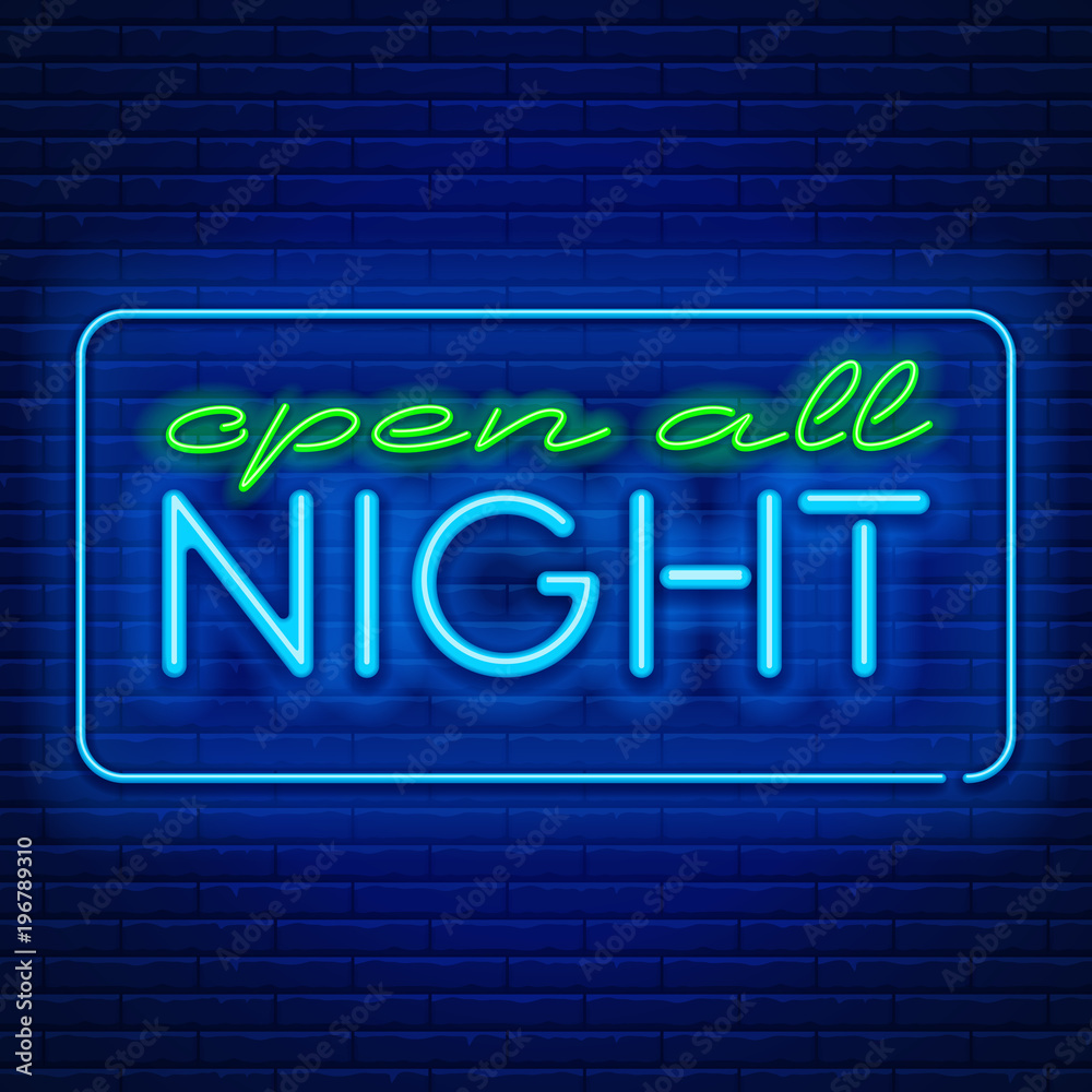 Fototapeta premium Neon signs open all night