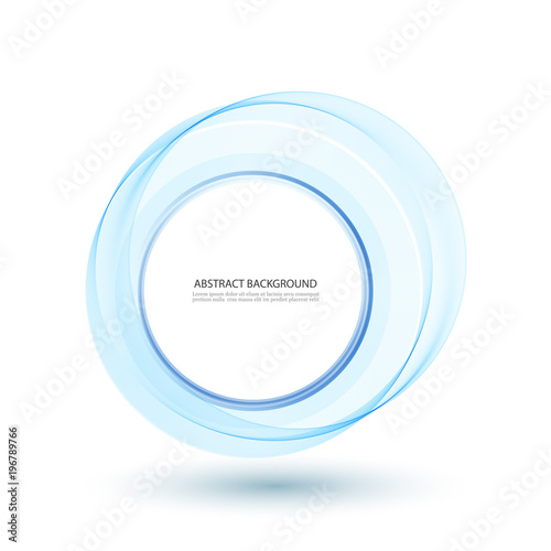 Abstract blue swirl circle Vector illustration for you modern design. Round frame or banner with place for text. Special effects. Translucent elements.