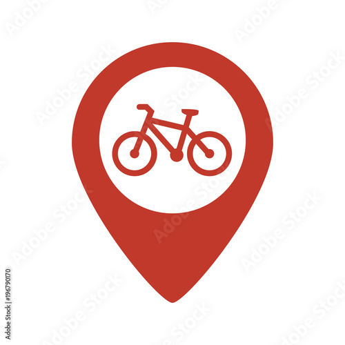 Map pointer with bicycle icon