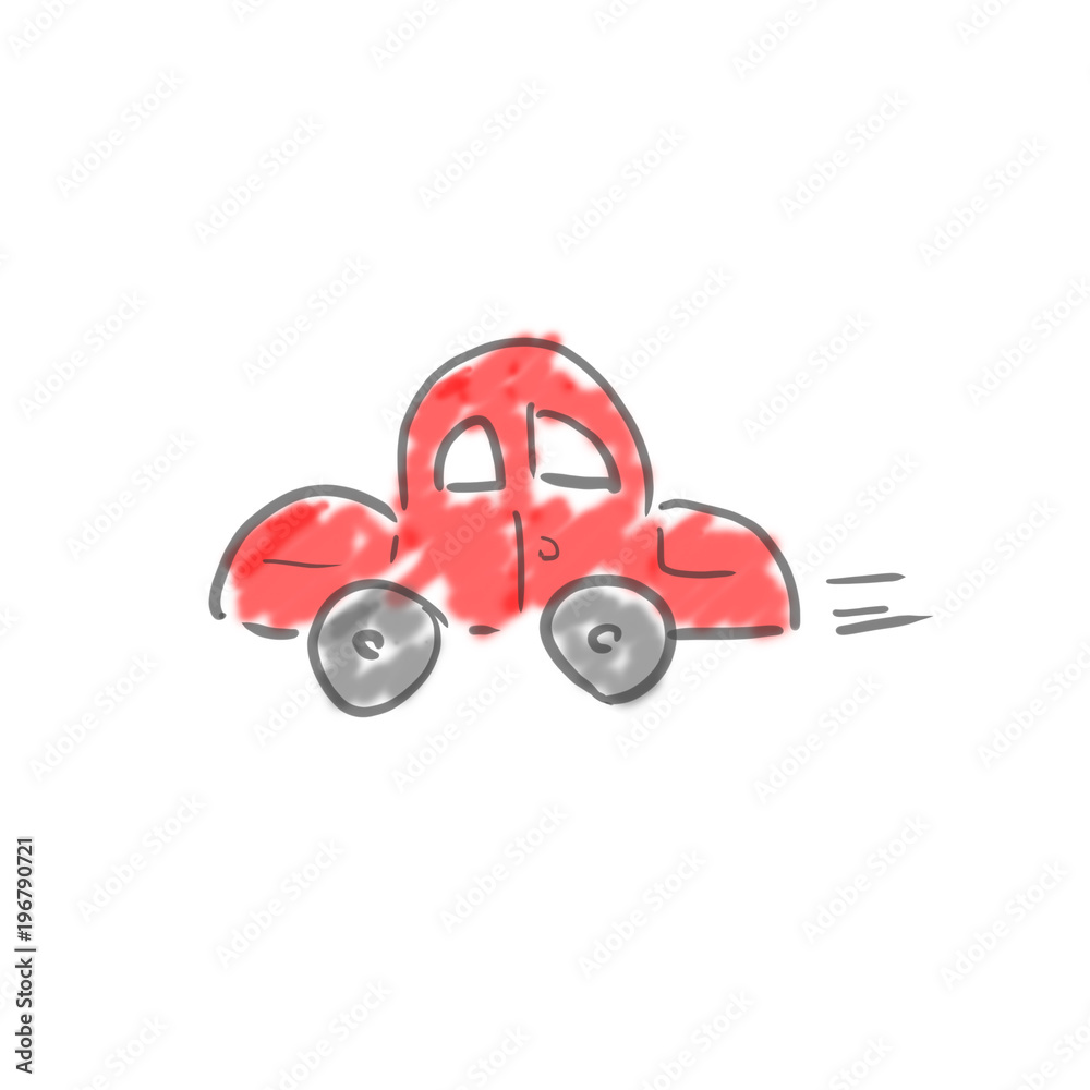 赤い車 落書き風ゆるいイラスト Stock イラスト Adobe Stock