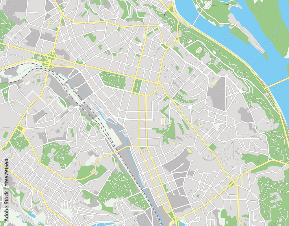 Fototapeta premium Streszczenie mapa geograficzna Kijów, Ukraina. Grafika wektorowa kolor