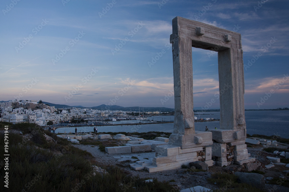 Portara monument at Naxos island in Greece