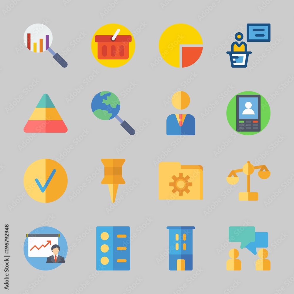 Icons about Business with shopping basket, smartphone, building, law, manager and search Icons about Business with shopping basket, smartphone, building, law, manager and search