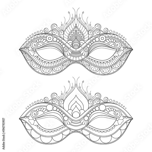Vector Beautiful Masquerade Masks. Mardi Gras. Object Isolated On White Background