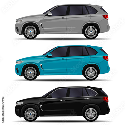 realistic SUV cars set. side view. © kupchynskyi12