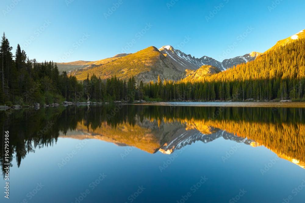 Bear Lake with mountains reflecting in the water, Colorado